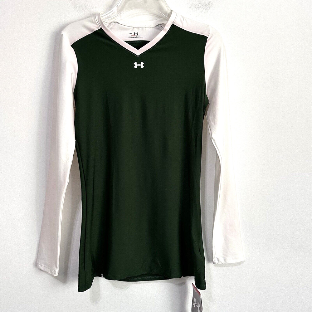 Under Armour Shirt‎ Womens M Green Volleyball Sports Athletic Heat Gear NEW FLAW